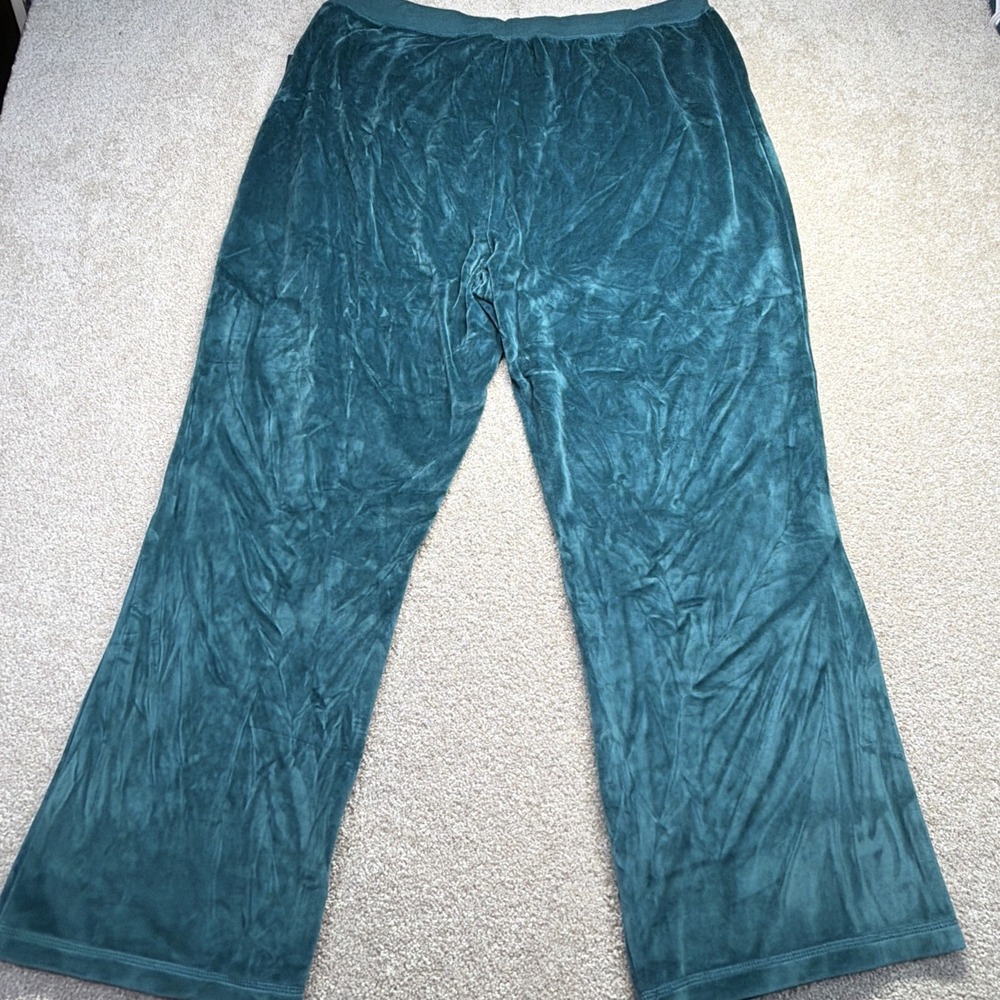 Relativity Velour Lounge Jogger Pants Womens 2X (FITS 36 X 29) Green Comfort NEW - Picture 2 of 12